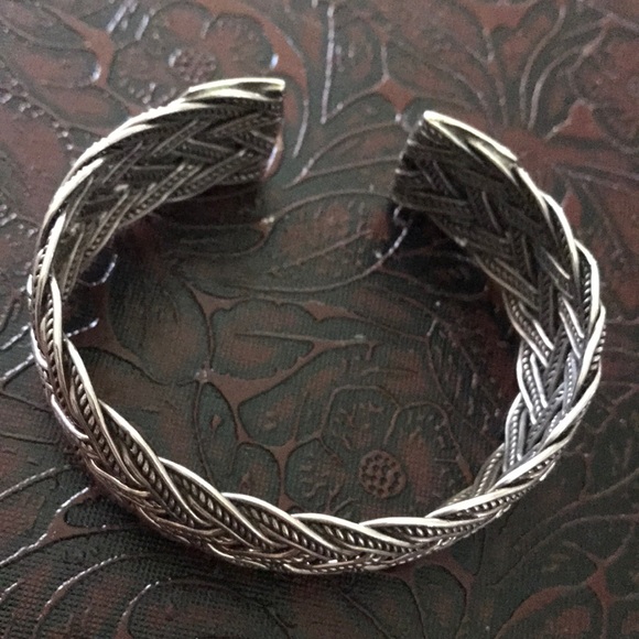 Sterling  925 braided woven 6.75-7” cuff bracelet - Picture 2 of 8